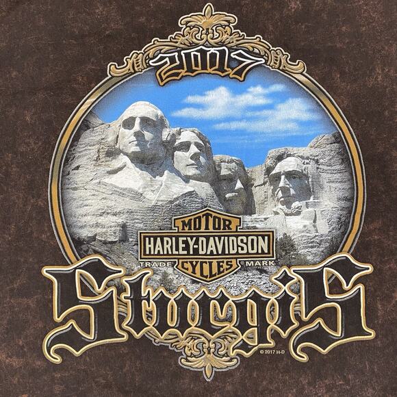 Harley-Davidson Sturgis 2017 Mt Rushmore Tee Badlands South Dakota XL Brown - Picture 2 of 8